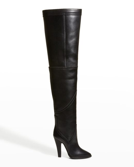 Saint Laurent Koller Leather Over-The-Knee Boots