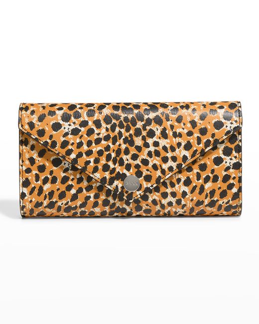 Ganni Banner Cheetah Recycled Leather Clutch Bag