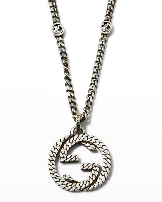 Gucci Interlocking G Sterling Pendant Chain Necklace