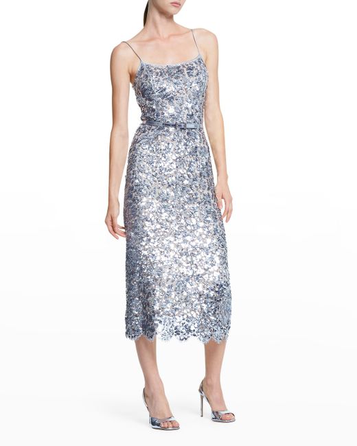 Michael Kors Collection Sequin-Embellished Lace Slip Dress