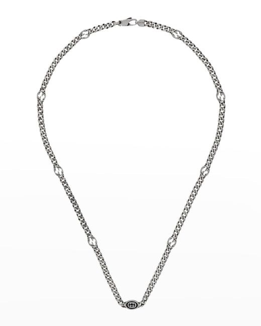 Gucci Enameled Interlocking G Sterling Chain Necklace