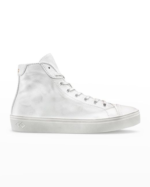 Koio Court Distressed-Sole Leather High-Top Sneakers