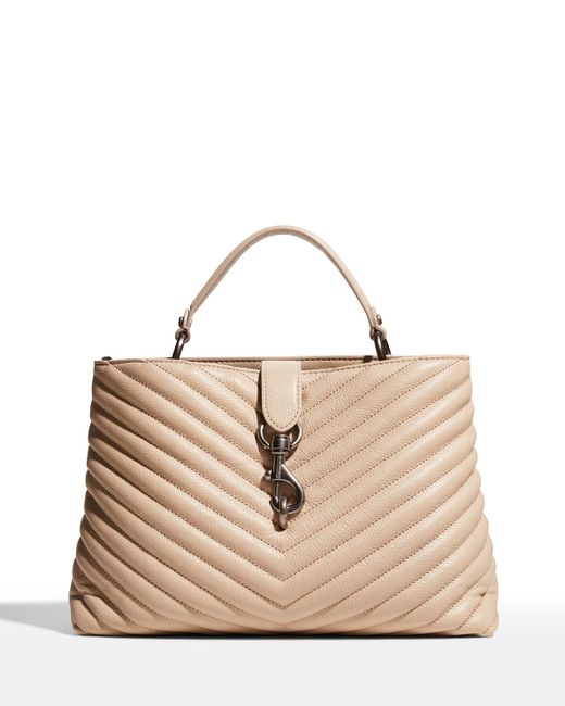 Rebecca Minkoff Edie Quilted Large Top-Handle Tote Bag Cashmere