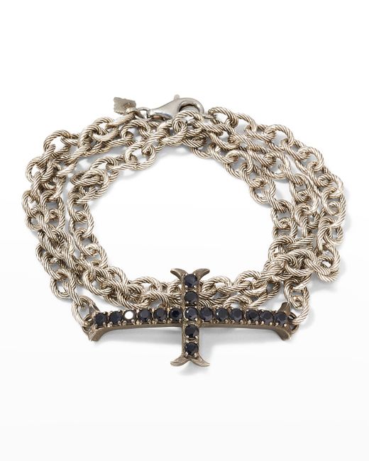 Armenta Triple-Wrap Black Sapphire Cross Bracelet
