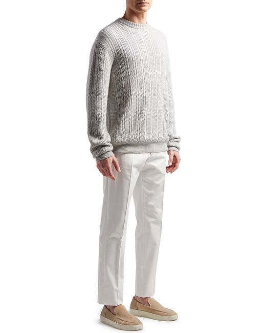 Agnona Vertical-Knit Plaited Crewneck Sweater
