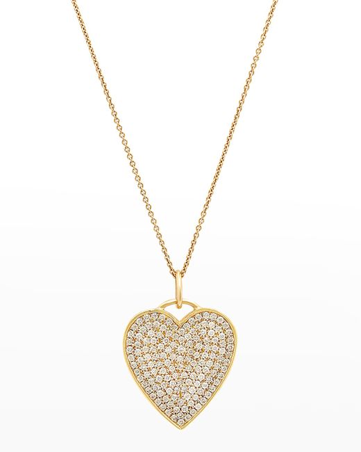 Jennifer Meyer Gold Pave Diamond Heart Pendant Necklace