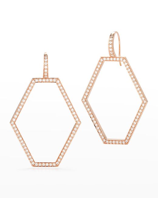 Walters Faith Keynes Rose Gold Medium Diamond Hexagonal Forward Facing Earrings