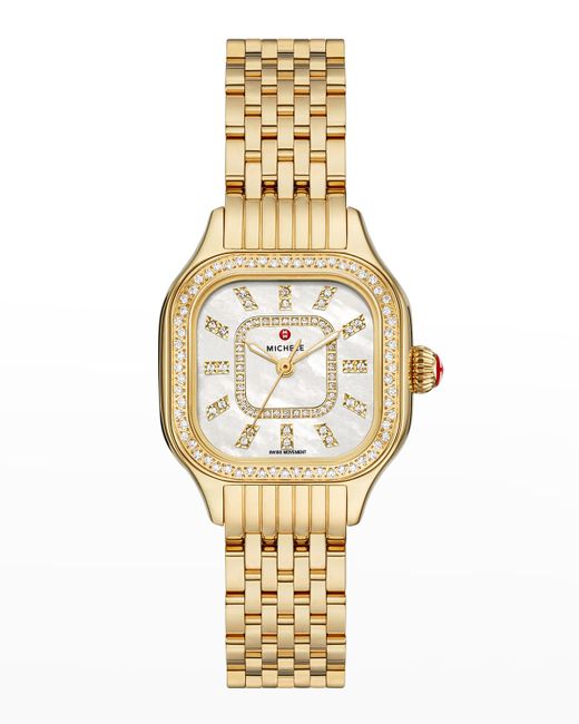 Michele Meggie Diamond Bezel and Mother-of-Pearl Watch Gold-Tone
