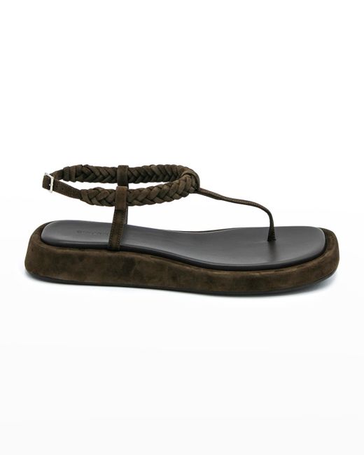 Gia/Rhw Braided Suede Thong Slingback Sandals