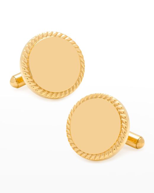 Cufflinks, Inc. 14K Gold-Plated Rope Border Round Engravable