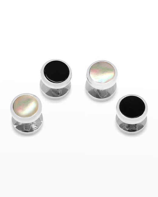 Cufflinks, Inc. Double Sided Onyx and Mother-of-Pearl Round Beveled Studs
