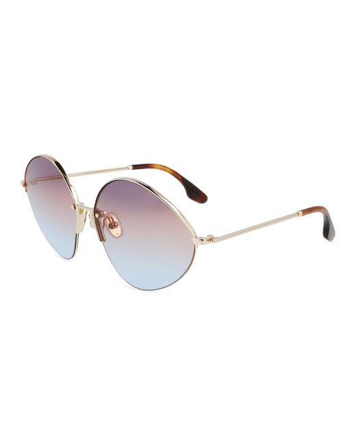 Victoria Beckham V-Star Geometric Oval Metal Sunglasses