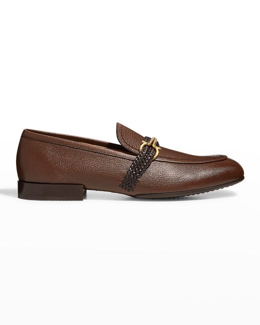 Salvatore Ferragamo Missouri Braided Bit-Strap Leather Loafers