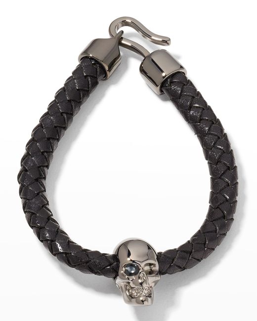 Alexander McQueen Braided Leather Skull Bracelet