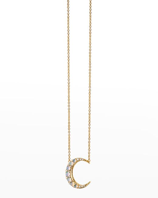 Monica Rich Kosann Mini Crescent Moon Necklace with Diamonds