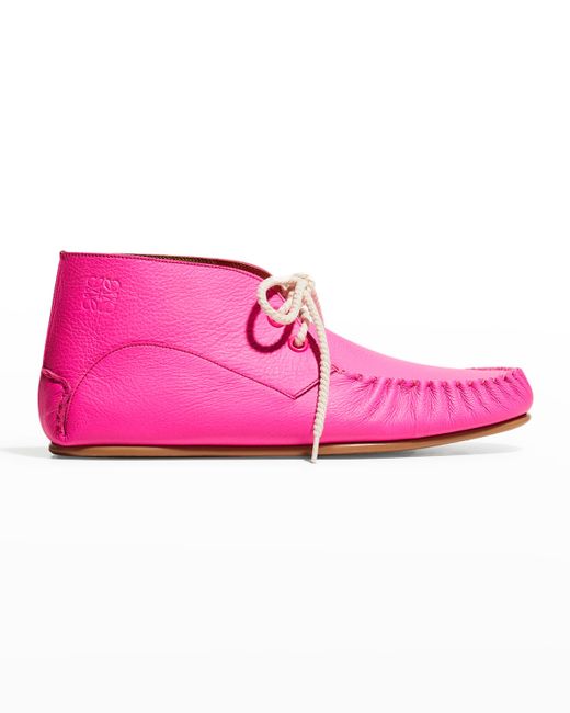 Loewe Soft Leather Lace-Up Loafers