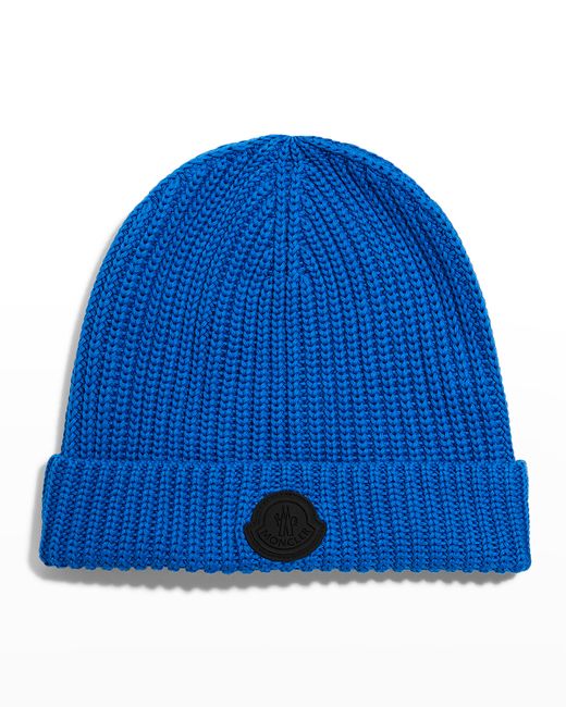 Moncler Ribbed Logo-Patch Beanie Hat