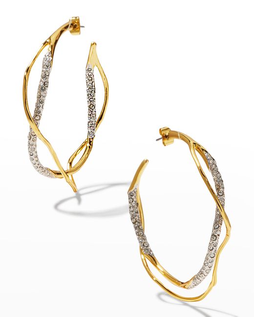 Alexis Bittar Intertwined Two-Tone Pave Hoop Earrings