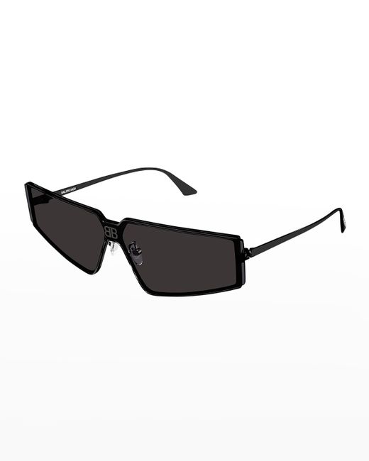 Balenciaga Monochromatic Rectangle Metal Sunglasses