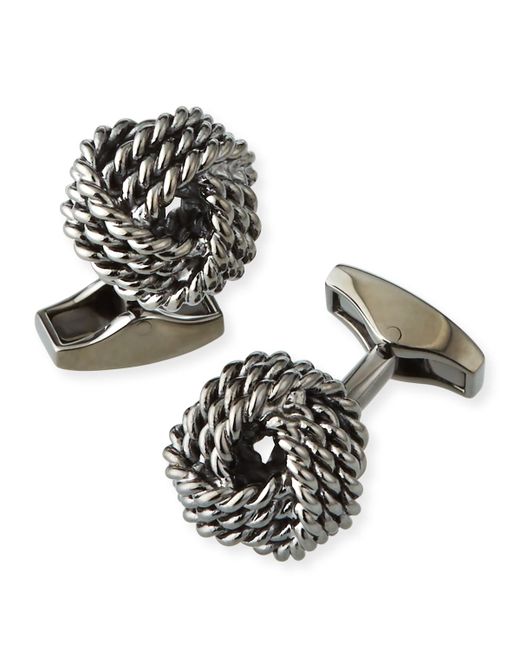 Tateossian Knot Round Cuff Links Rhodium