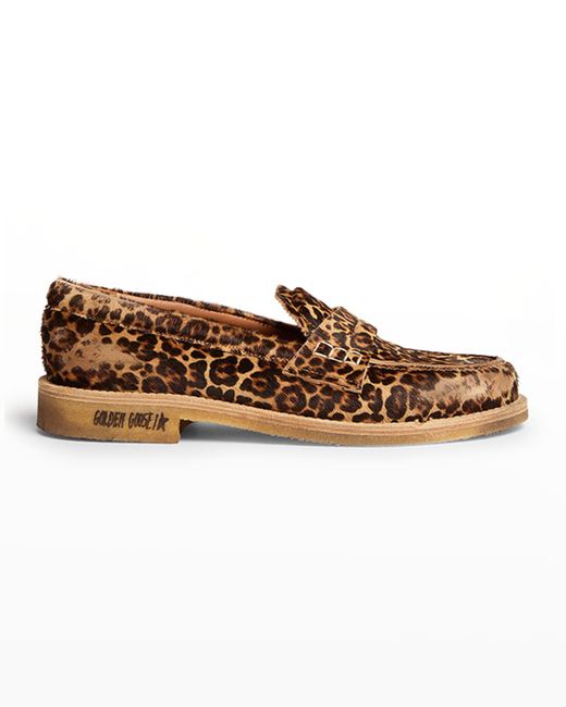 Golden Goose Jerry Leopard-Print Calf Hair Penny Loafers