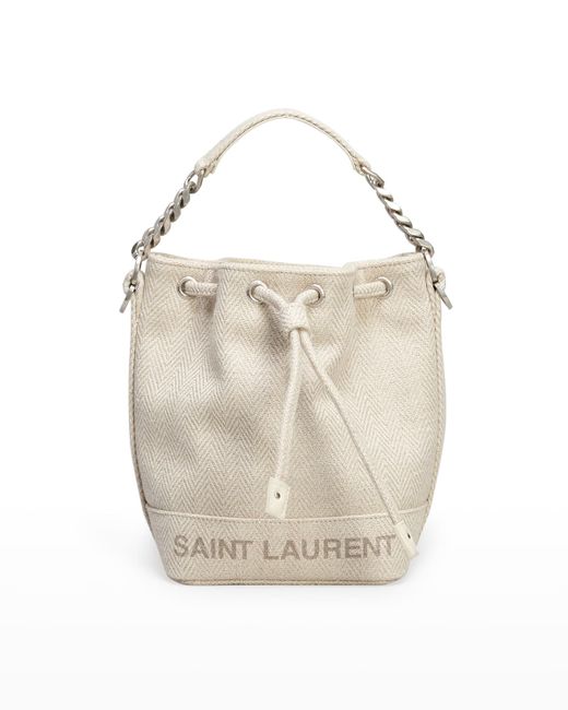 Saint Laurent Mini Chevron Canvas Bucket Bag