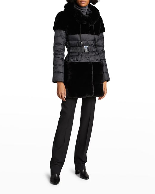 Belle Fare The Erika Faux-Fur Belted Down Jacket