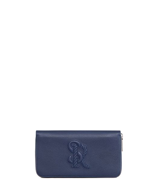 Stefano Ricci Small Embossed Logo Leather Zip Wallet