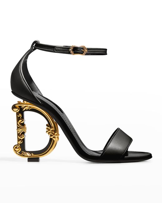 Dolce & Gabbana 105mm Leather Barocco-Heel Sandals