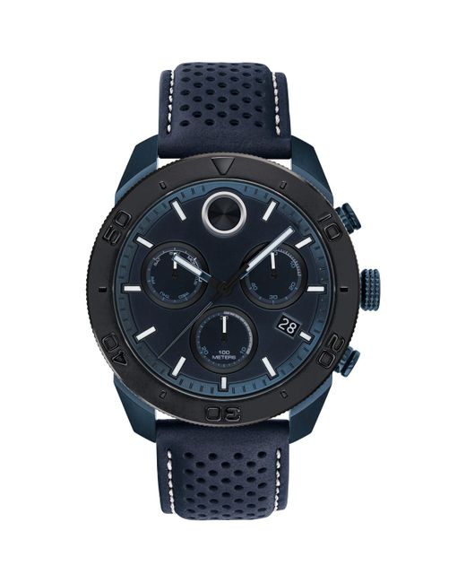 Movado Bold Bold Sport Watch with Navy Leather Strap