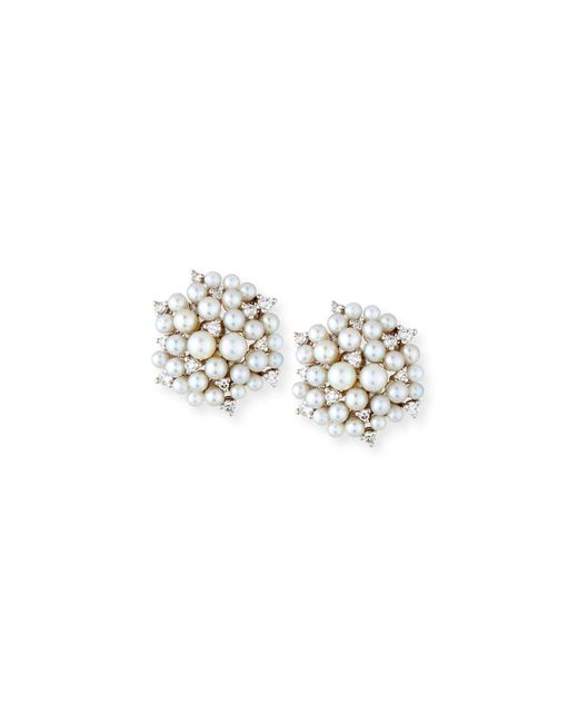 Paul Morelli Lagrange Pearl Diamond Cluster Earrings