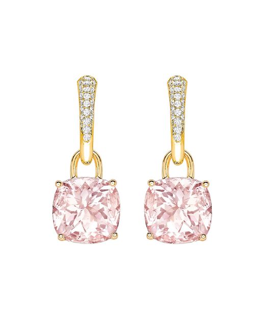 Kiki McDonough Kiki Classics 18k Gold Morganite Diamond Tapered Hoop Earrings