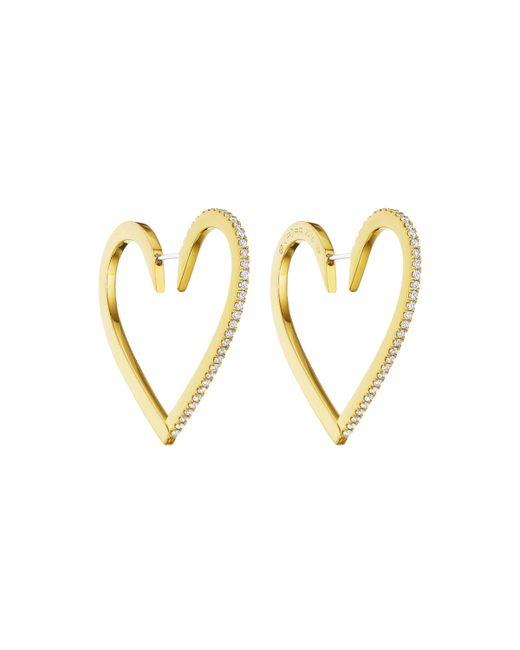 Cadar 18k Gold Large Diamond Heart Hoop Earrings