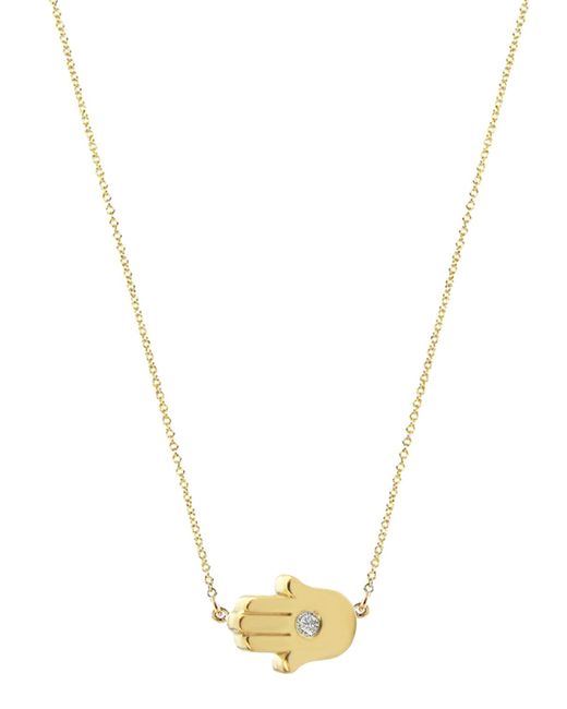 Jennifer Meyer 18k Mini Hamsa Necklace with Diamond Accent