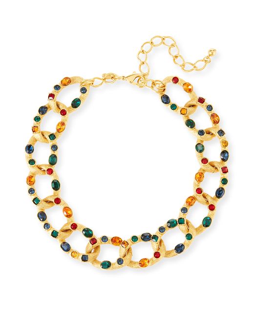 Kenneth Jay Lane Gemstone Chain-Link Necklace