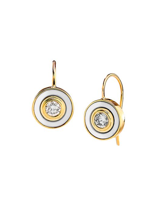 Syna 18k Mother-of-Pearl and Diamond Disc Drop Earrings