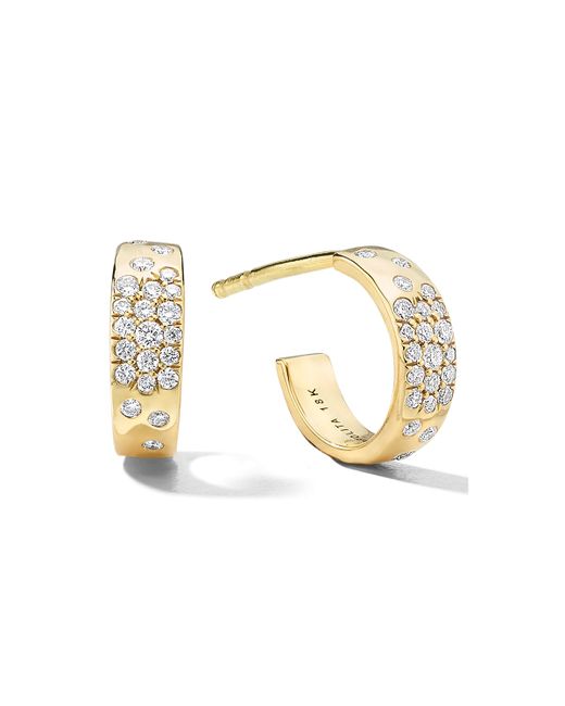 Ippolita 18k Gold Stardust Mini Huggie Hoop Earrings with Diamonds