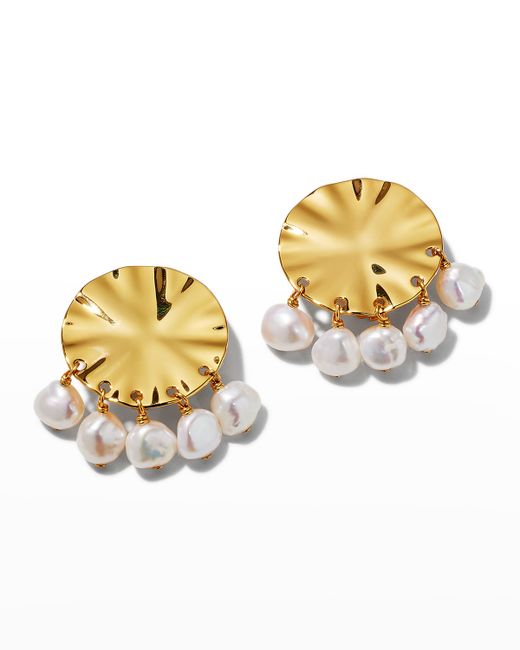 NEST Jewelry Wavy Clip Pearl Drop Earrings