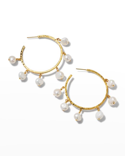 NEST Jewelry Pearl Drop Skinny Hoop Earrings