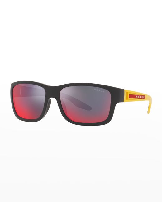 Prada Sport Mirror Rectangle Logo Sunglasses
