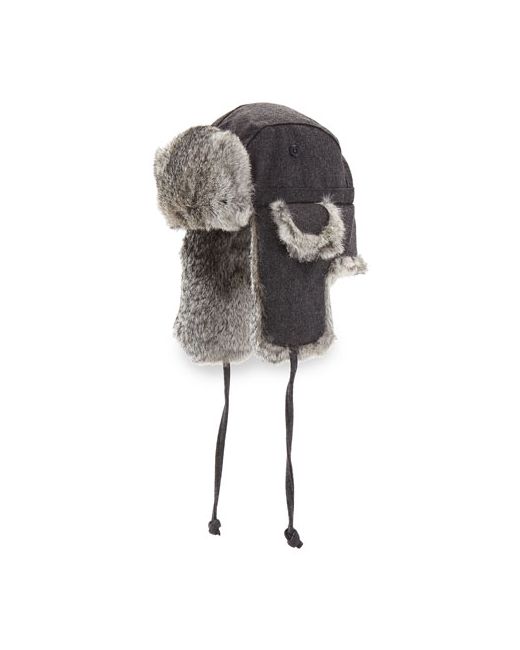 Crown Cap Wool Aviator Hat with Rabbit Fur