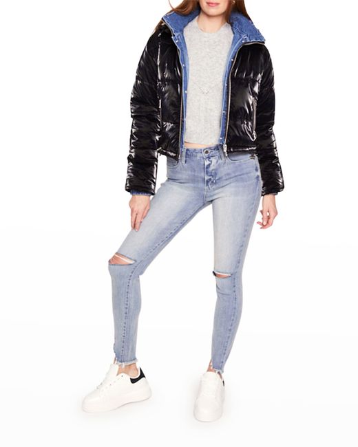 Blue Revival In The Mix Puffer Jacket w Denim Inset