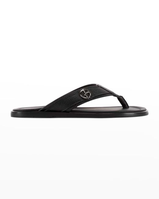 Giorgio Armani Logo Leather Thong Sandals