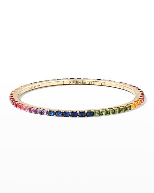 Extensible Gold Stretch Rainbow Emerald Tennis Bracelet