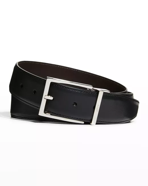 Brioni Reversible Leather Buckle Belt