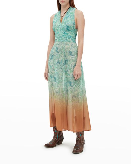 Andersson Bell Paisley Printed Crisscross Back Maxi Dress