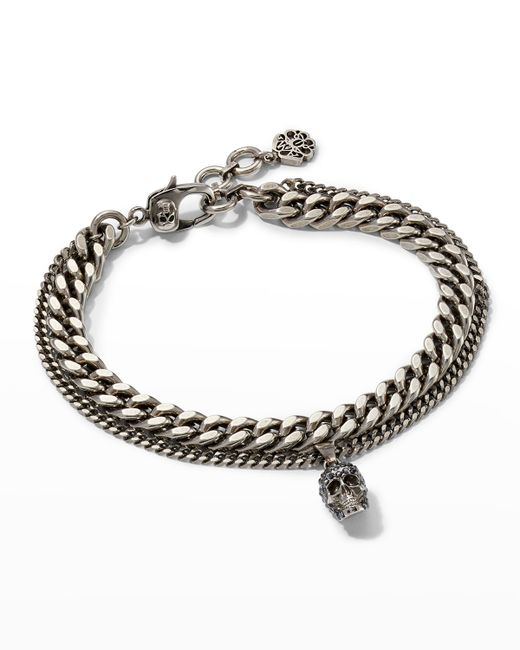 Alexander McQueen Paveacute Swarovski Crystal Skull Double Chain Bracelet