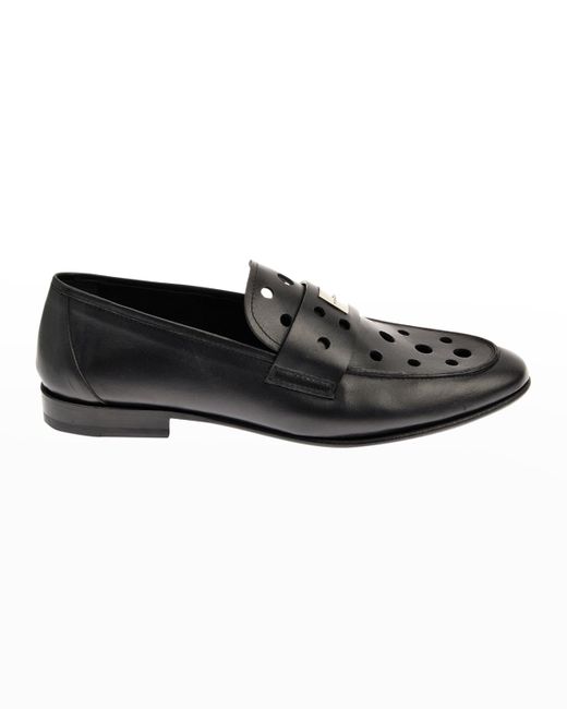 John Richmond Cut-Out Leather Penny Loafers