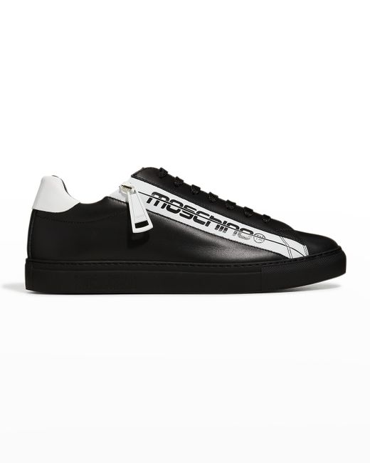 Moschino Leather Logo Zip Low-Top Sneakers