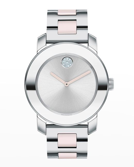 Movado Bold Iconic 36mm Crystal Dot Bracelet Watch Blush/